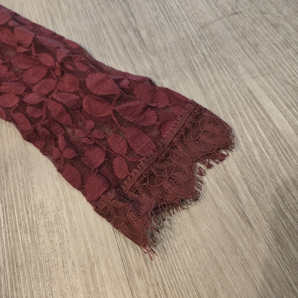 Free People Floral Sheer Lace  Lined Burgundy Dress Womens Sz 0 - Picture 6 of 6